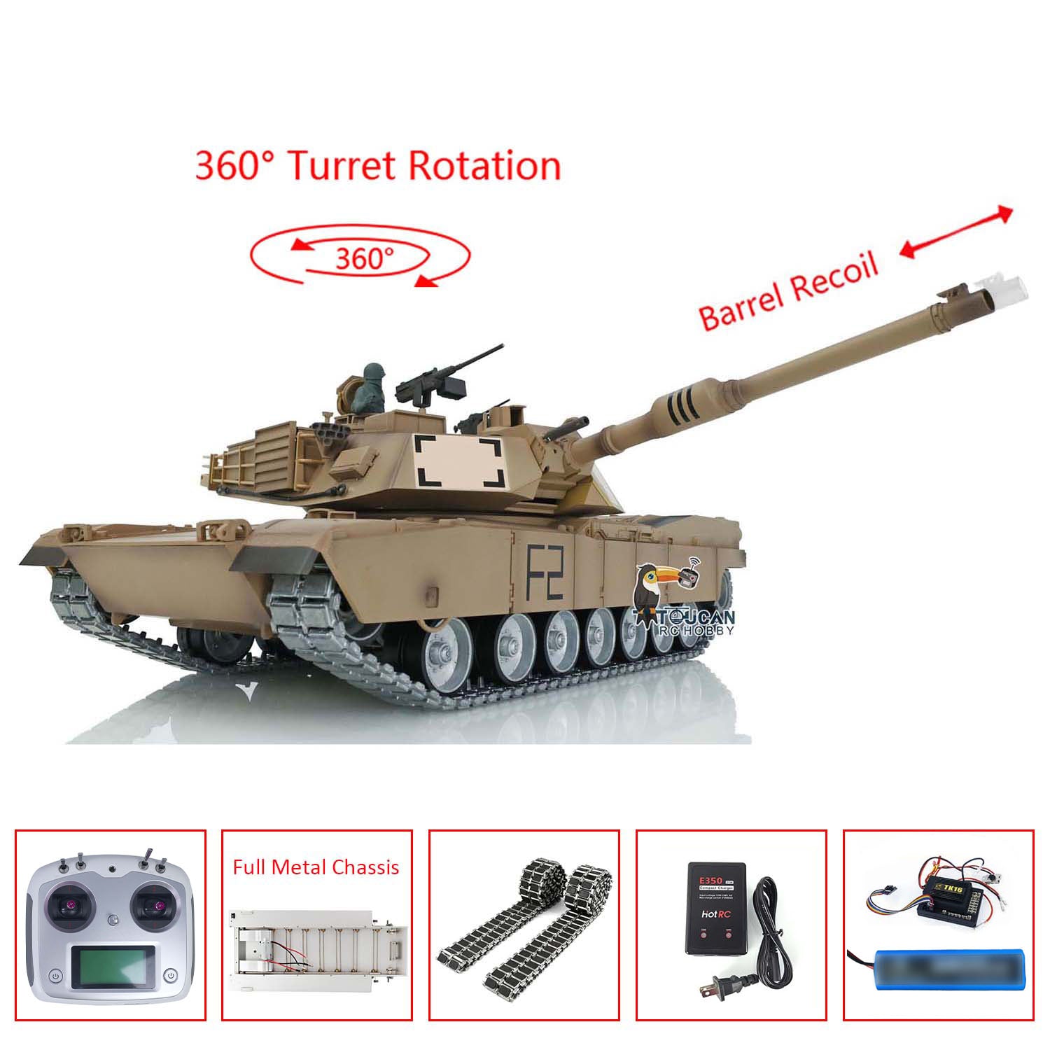 Heng Long 1/16 Full Metal Chassis Assembled RC Tank 3918 M1A2