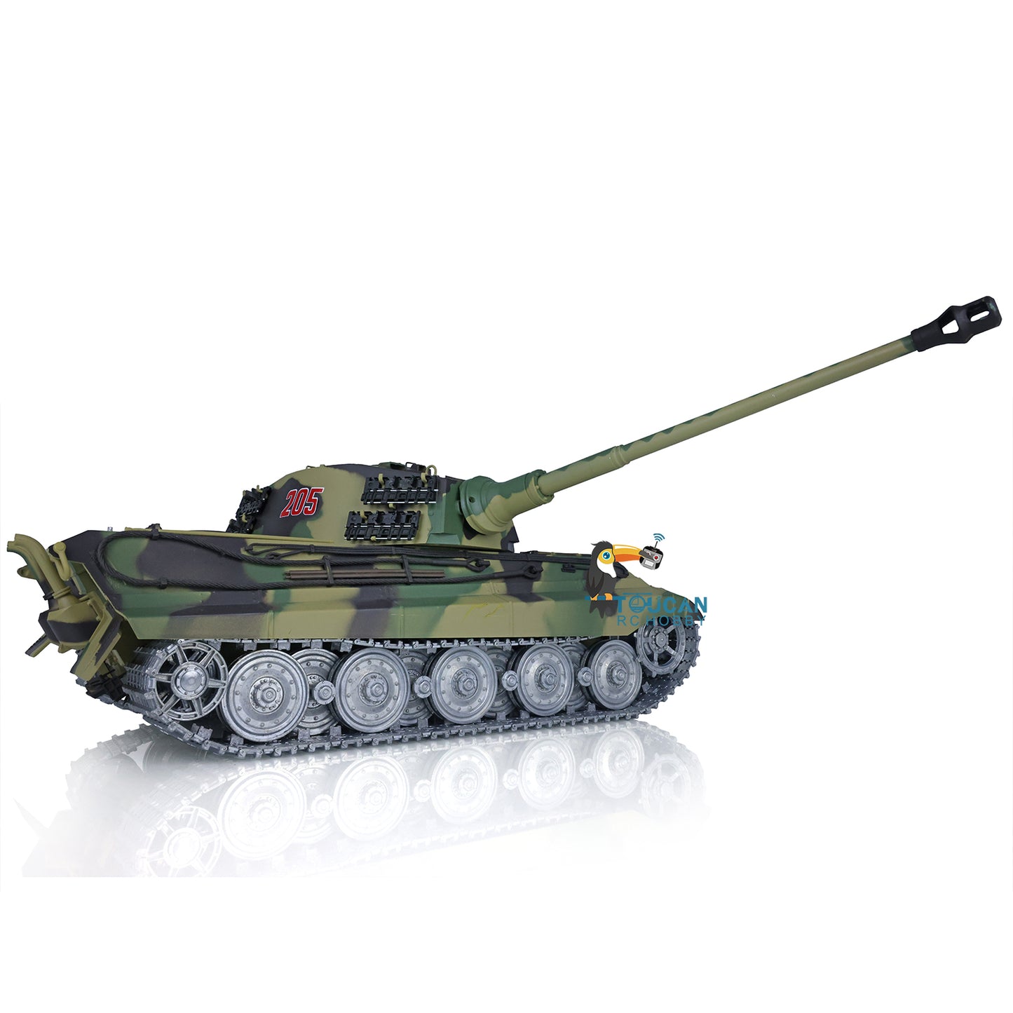 Henglong 1/16 7.0 3888A Customized King Tiger Barrel Recoil RC Tank Metal Tracks Road Wheels Barrel 360 Degree Turret Rotation