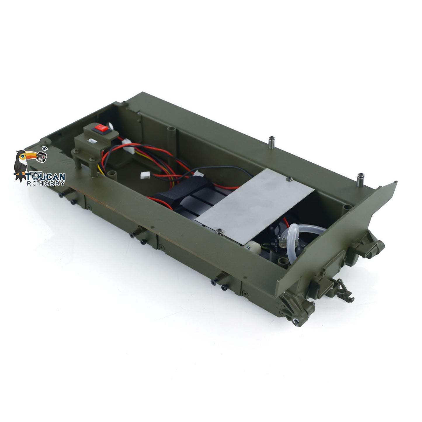 Metal Chassis with Metal Smoke Unit Switch for Henglong 1/16 RC Tank 3898 USA M4A3 Sherman Model Military Armored Car Toy