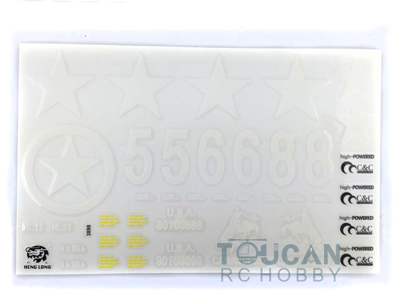 US Warehouse Henglong 1:16 Scale Decoration Paste Sticker for Remote Control Model USA M4A3 Sherman RC Tank 3898 DIY