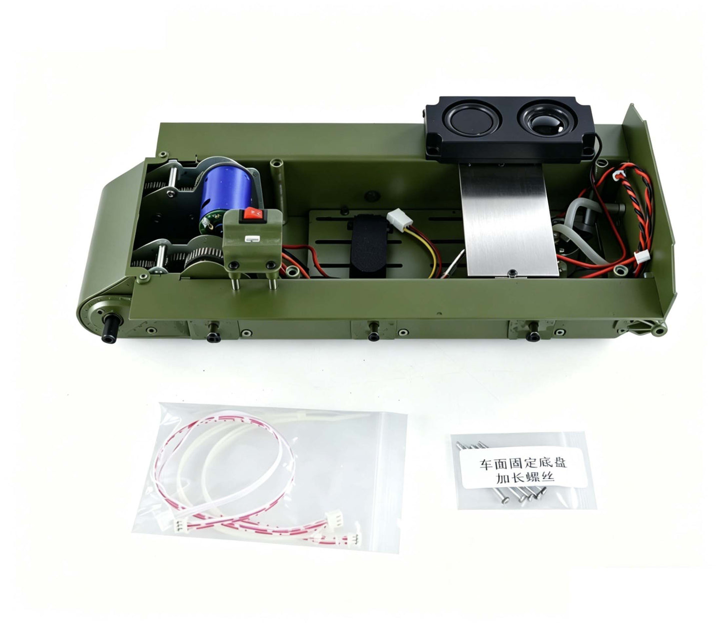Metal Chassis Smoke Unit Gearbox Power Blue Motor Speaker Switch for Henglong 1/16 RC Battle Tank 3898 USA M4A3 Sherman Model
