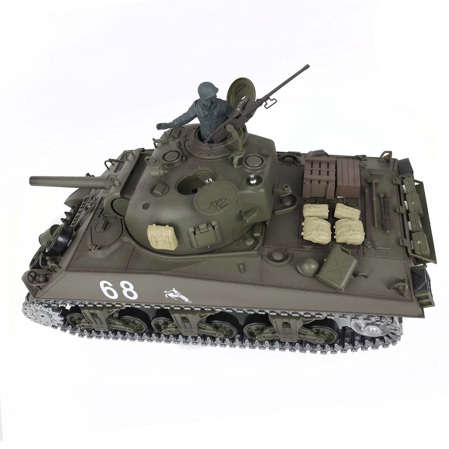 Henglong 1/16 7.0 Upgraded M4A3 Sherman 3898 RTR RC Tank with Metal Tracks Gearbox Barrel