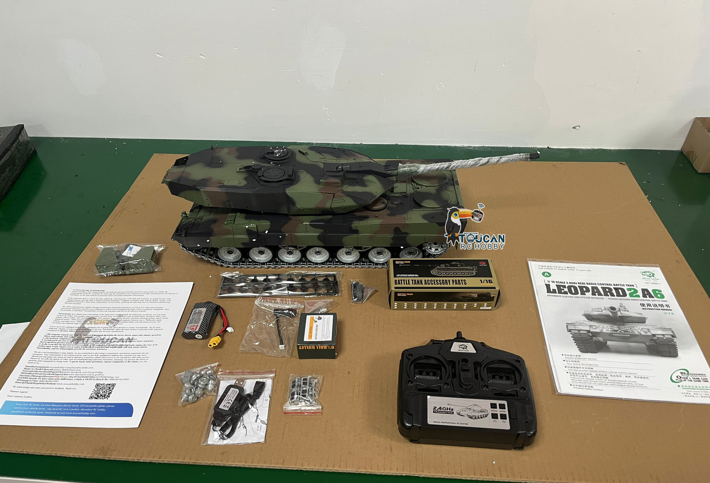 CN Stock Second-hand Henglong 1/16 7.0 Leopard2A6 3889 RTR RC Tank