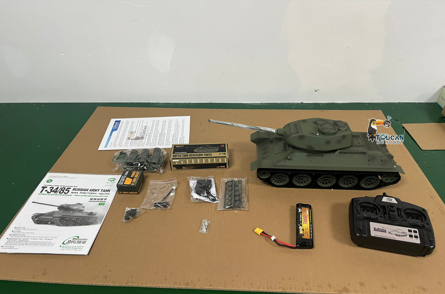 CN Stock Second-hand Henglong 1/16 Scale 7.0 Plastic Soviet T34-85 3909 RTR RC Tank