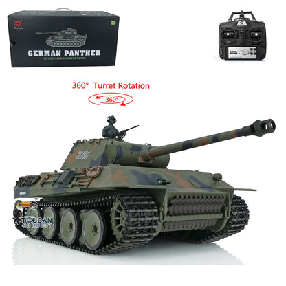 2.4Ghz Henglong 1/16 TK7.0 Plastic German Panther RTR RC Tank 3819 w/ 360 Degrees Rotating Turret Sound Effect Outdoor Tank for Boys