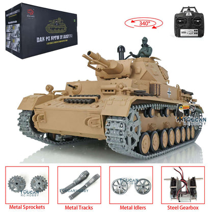 2.4G Henglong 1/16 Snow 7.0 Upgraded Panzer IV F RTR RC Tank 3858 Metal Tracks Sprocket Idler Wheels Infrared Combating System