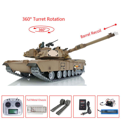 Heng Long 1/16 Full Metal Chassis Assembled RC Tank 3918 M1A2 Abrams With TK16 Main board  360 Degree Rotating Turret I6S Radio System