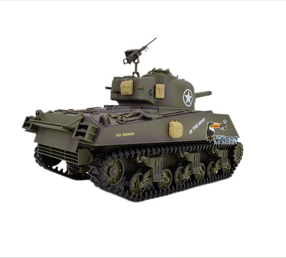Henglong 1/16 Special Spray Painting TK7.0 Plastic 3898 USA M4A3 Sherman RTR RC Tank with BB IR Barrel Recoil Smoke Steel Gearbox