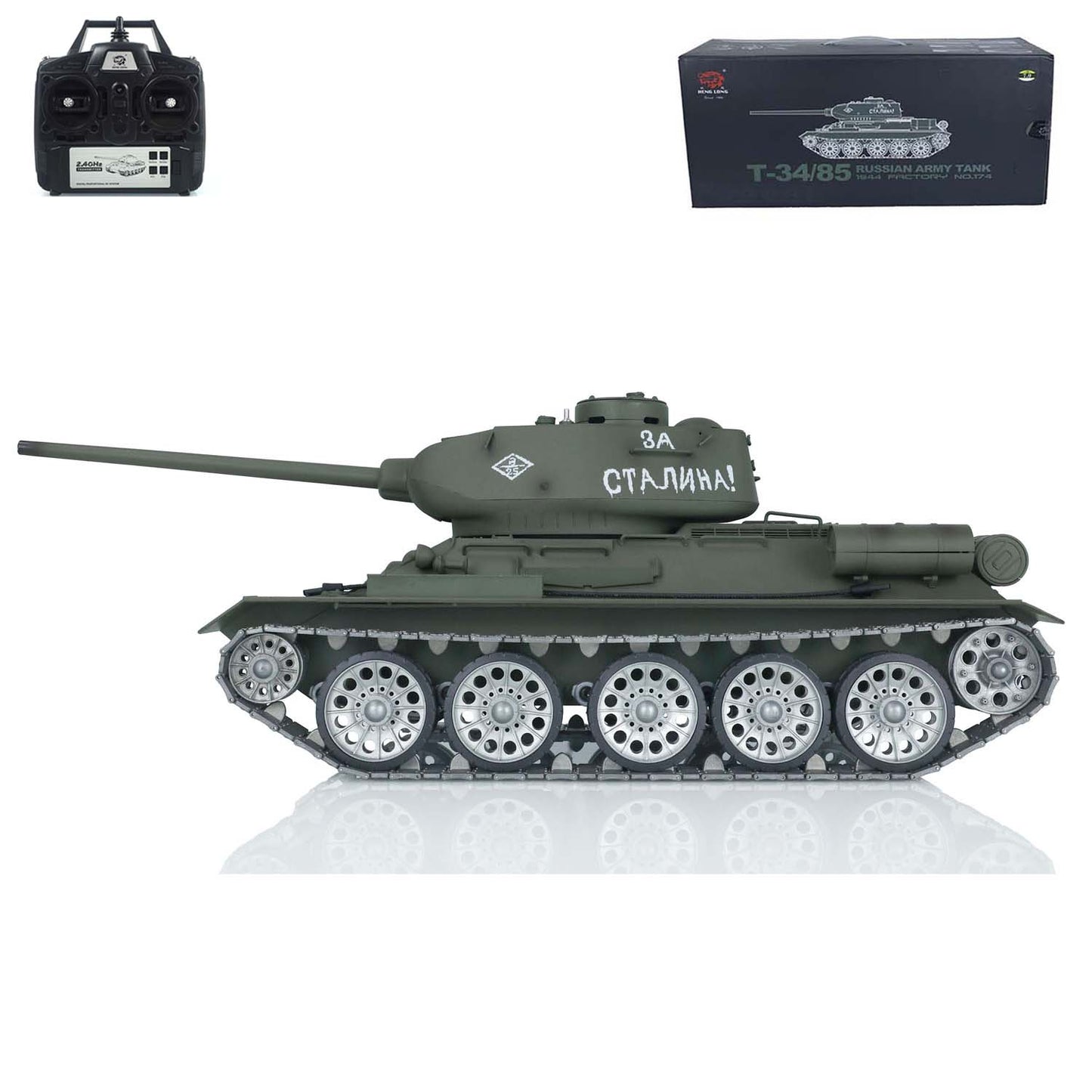 US Warehouse 1/16 7.0 Henglong 3909 Soviet T34-85 RC Tank Infrared Combating Smoking 360 Degree Metal Wheels Barrel Recoil Mainboard