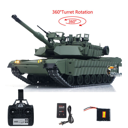 TOUCAN 1/16 Metal RC Remote Control Tank 3918 Abrams M1A2 TUSK II Dual Flow Gearbox 360 Turret Rotary Infrared Combat Barrel Recoil FPV Battery