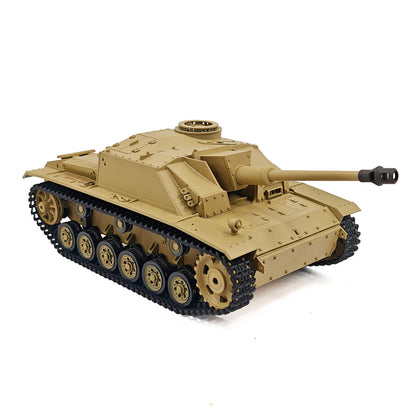 2.4G Henglong 1/16 7.0 Plastic German Stug III RTR RC Tank Model 3868 BB IR Steel Gearbox 1800MAH Battery Radio Sound Lights