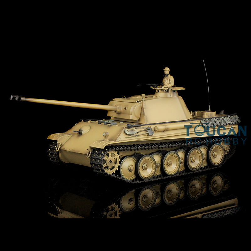 2.4G Henglong 1/16 Yellow 7.0 Plastic German Panther G RTR RC Tank Model 3879 Infrared Combating System Metal Barrel BB Smoke Unit