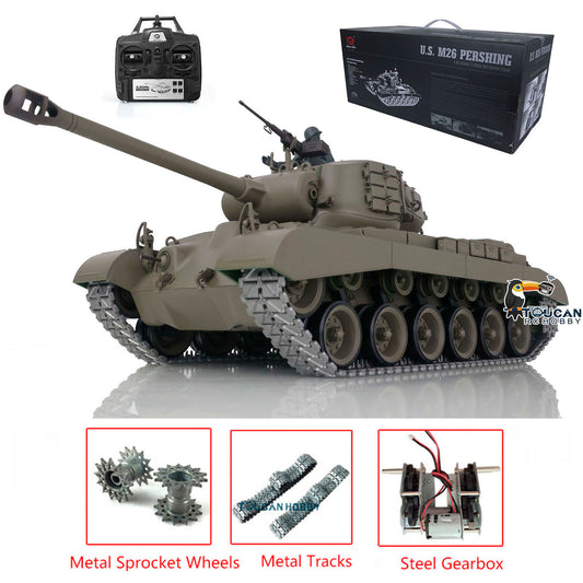 US Warehouse 1/16 Henglong 7.0 Upgraded M26 Pershing RTR RC Tank Radio Controlled Model 3838 Infrared System Smoking Metal Tracks