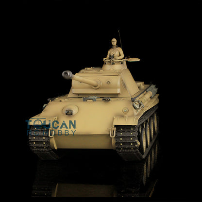 2.4G Henglong 1/16 Yellow 7.0 Plastic German Panther G RTR RC Tank Model 3879 Infrared Combating System Metal Barrel BB Smoke Unit