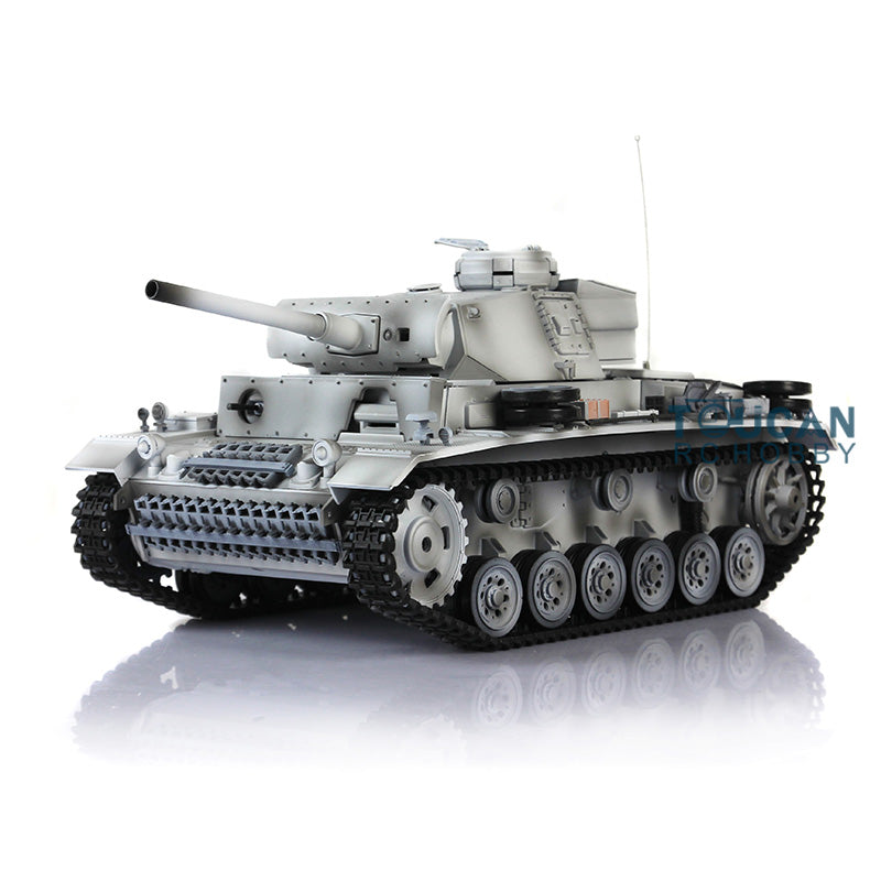 Henglong 1/16 Snow 7.0 Customized Panzer III L RTR RC Tank 3848 Metal Tracks Road Wheels 360 Degree Turret Rotation Infrared Combating System
