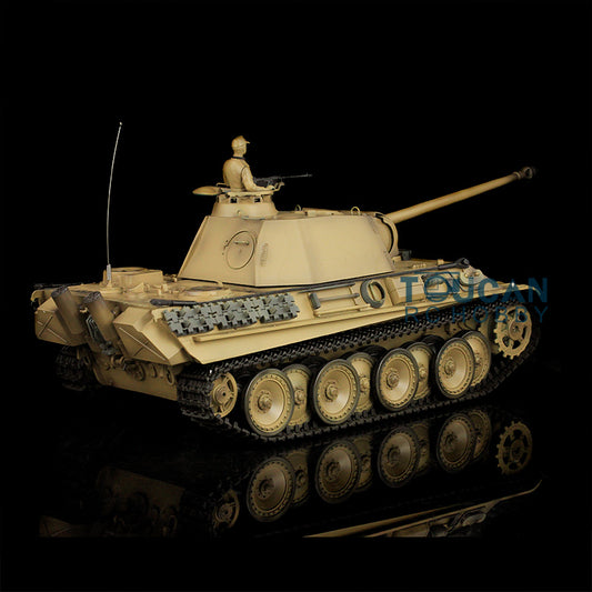 2.4G Henglong 1/16 Yellow 7.0 Plastic German Panther G RTR RC Tank Model 3879 Infrared Combating System Metal Barrel BB Smoke Unit