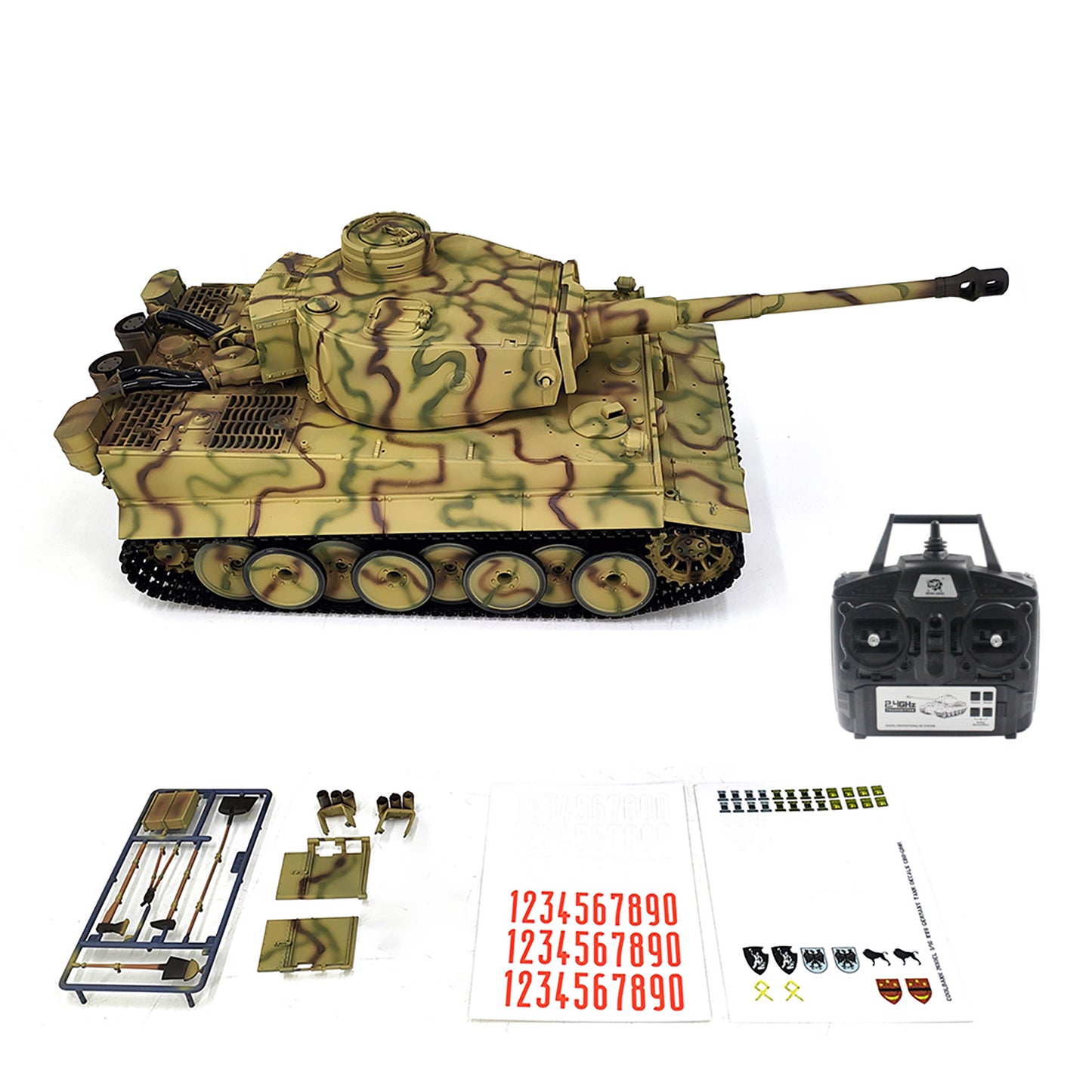 2.4Ghz Henglong 1/16 7.0 Plastic German Tiger I RTR RC Tank 3818 BB IR Barrel Recoil Steel Gearbox 320 Degree Rotating Turret