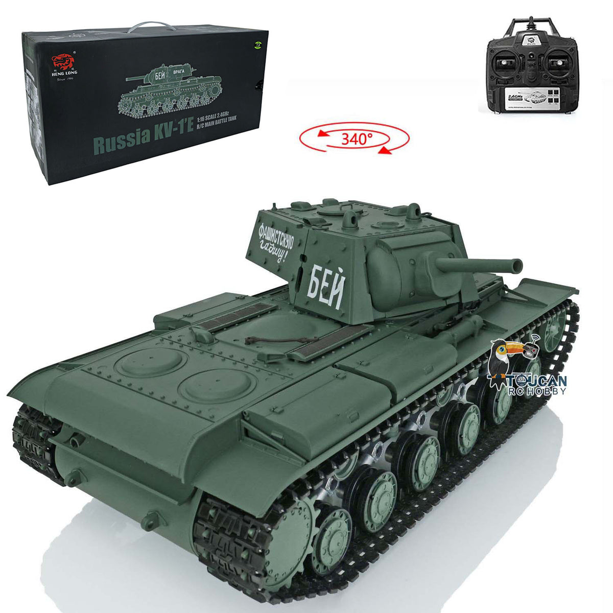 US Stock TK7.0 Henglong 2.4G 1/16 Plastic Soviet KV-1 RTR RC Tank 3878 BB Infrared Combat Smoke Metal Barrel