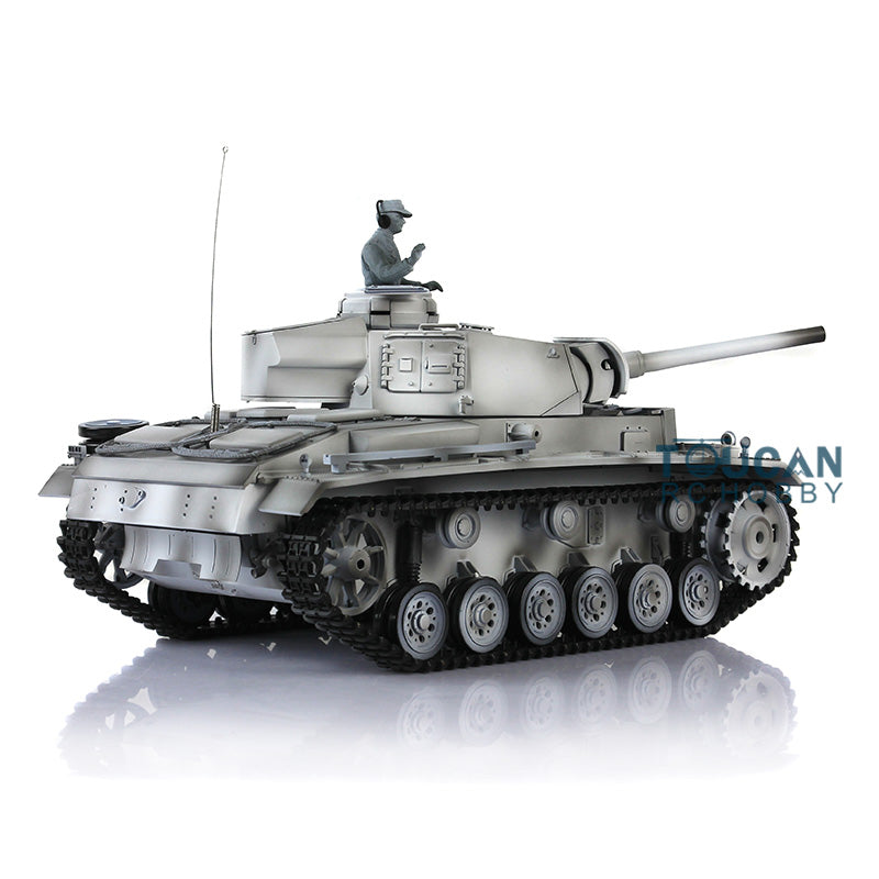 Henglong 1/16 Snow 7.0 Customized Panzer III L RTR RC Tank 3848 Metal Tracks Road Wheels 360 Degree Turret Rotation Infrared Combating System