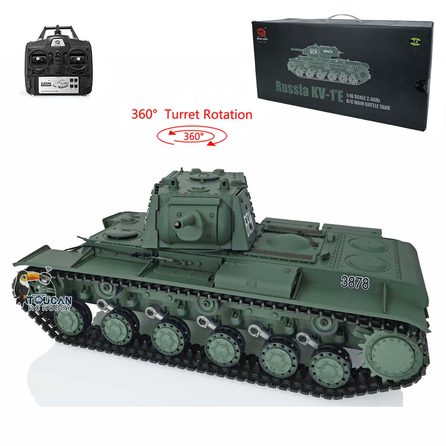 Henglong 1/16 Scale 7.0 Plastic German Panther G/Soviet KV-1 RTR RC Tank 3879 360 Degree Turret Rotation Infrared Combating System Metal Barrel