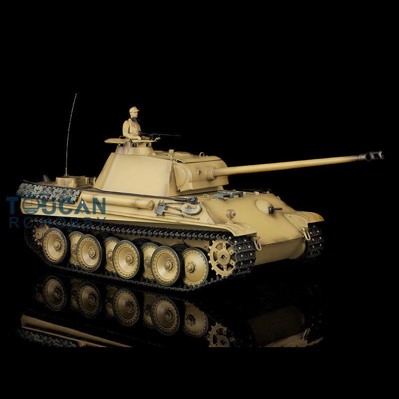 2.4G Henglong 1/16 Yellow 7.0 Plastic German Panther G RTR RC Tank Model 3879 Infrared Combating System Metal Barrel BB Smoke Unit