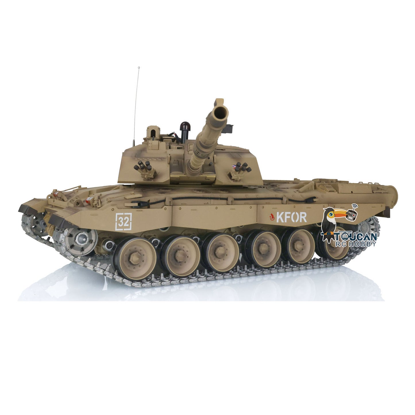Henglong 1/16 7.0 Upgraded Challenger II 3908 RTR RC Tank Military Vehicle BB IR Smoke 340 Degree Turret Metal Tracks Drive Idler Wheels