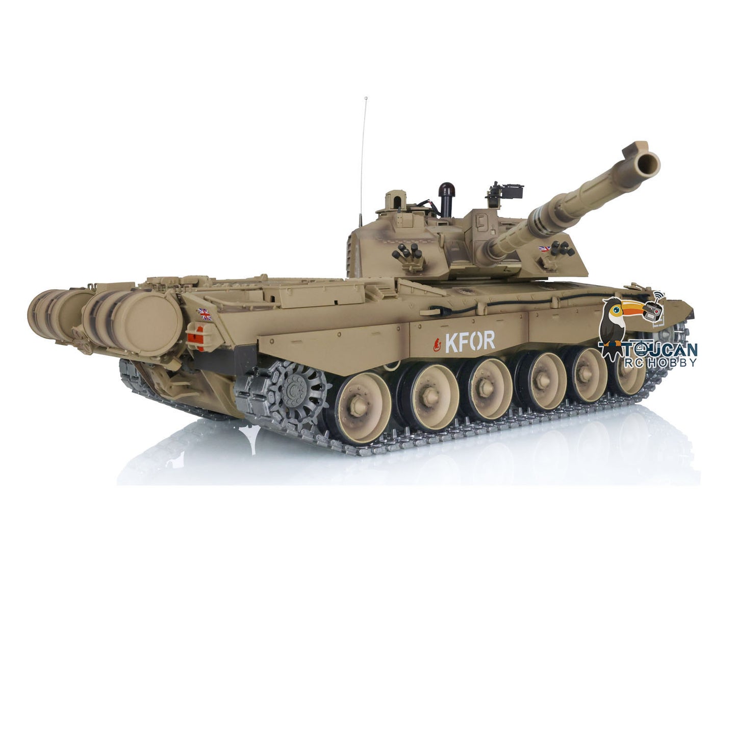 Henglong 1/16 7.0 Upgraded Challenger II 3908 RTR RC Tank Military Vehicle BB IR Smoke 340 Degree Turret Metal Tracks Drive Idler Wheels