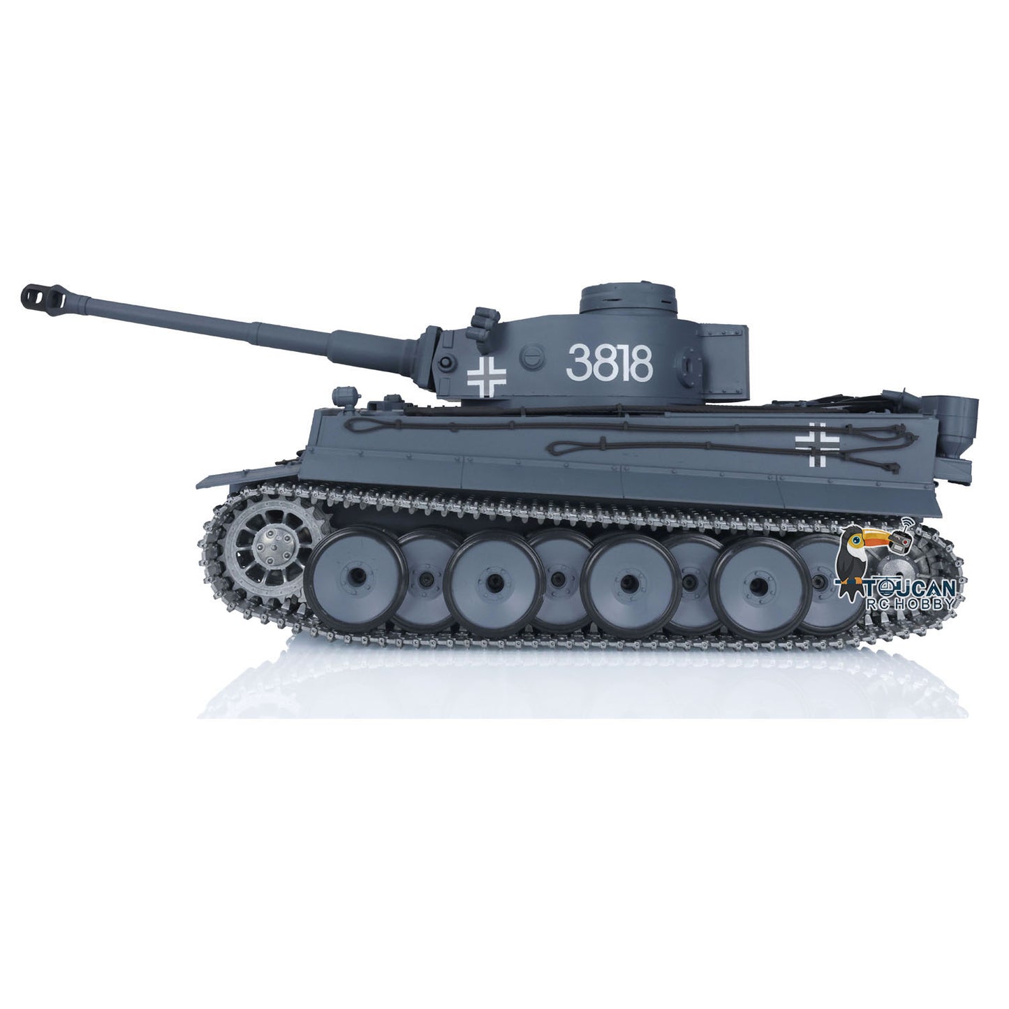 Henglong 1/16 7.0 Upgraded Metal German Tiger I RTR RC Tank 3818 Barrel Recoil Metal Tracks Sprocket Wheels Infrared Combating System