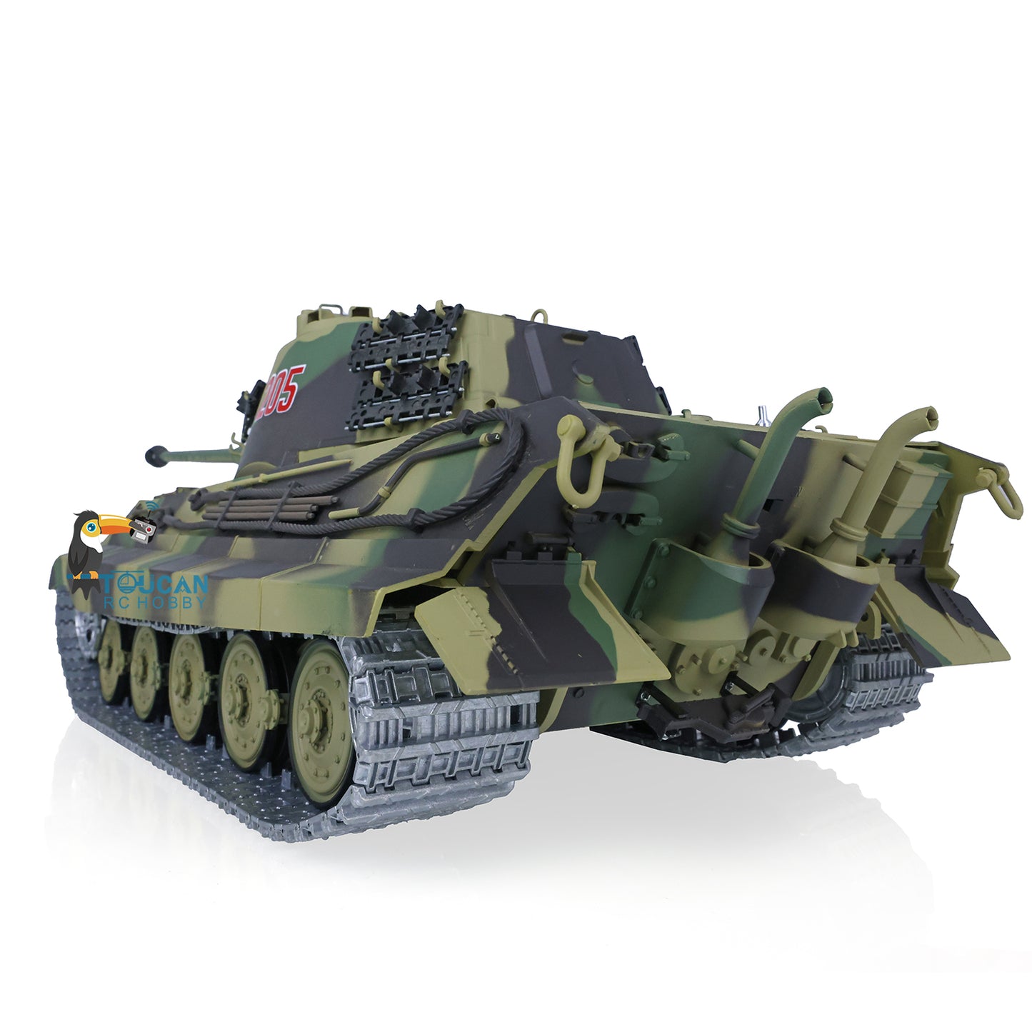 1/16 7.0 Henglong Upgraded Barrel Recoil King Tiger RC Tank 3888A 360 Degree Turret Barrel Recoil Metal Tracks Sprocket Wheels Infrared Combating System