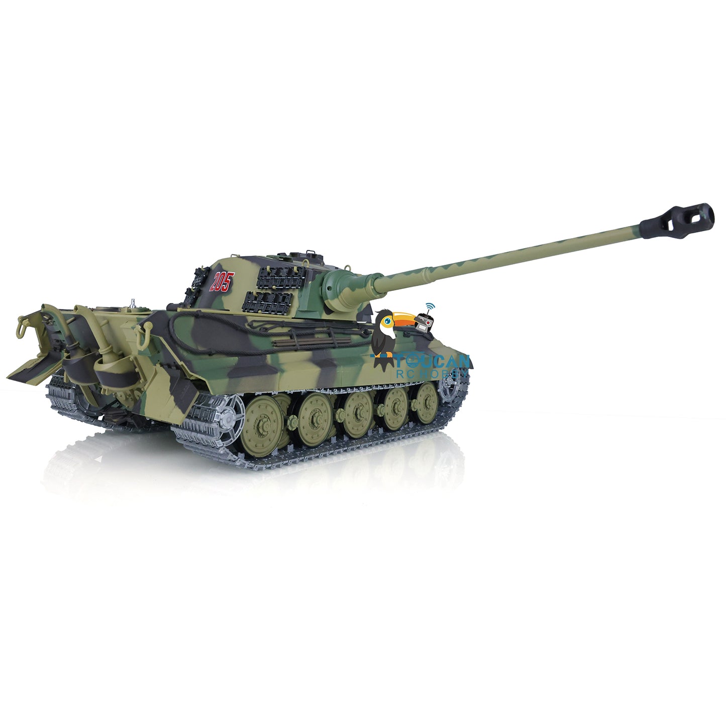 1/16 7.0 Henglong Upgraded Barrel Recoil King Tiger RC Tank 3888A 360 Degree Turret Barrel Recoil Metal Tracks Sprocket Wheels Infrared Combating System
