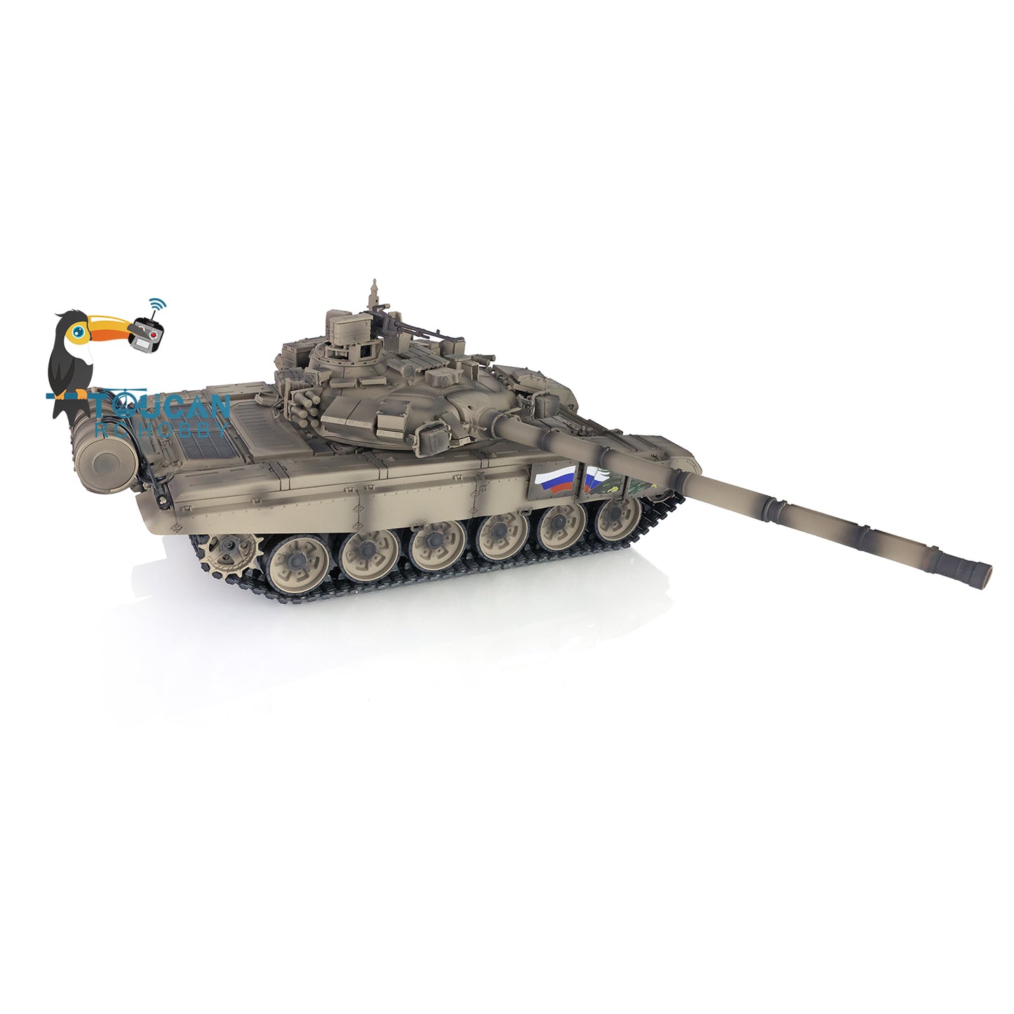 Henglong 1/16 7.0 Customized Russia T90 3938 RTR RC Tank Military Model 360 Degree Turret BB IR Smoke Metal Tracks Road Drive Idler Wheels Gearbox