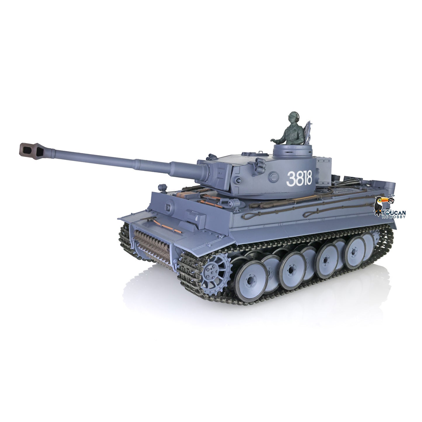 Henglong 1/16 7.0 Plastic Tiger I RC Tank 3818 W/ Metal Steel Gearbox Barrel Recoil 360 Degree Turret Rotation Infrared Combating System