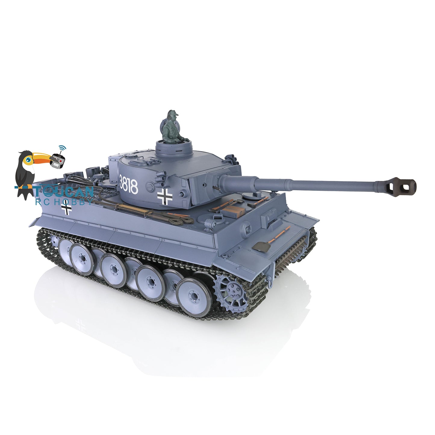 Henglong 1/16 Scale 7.0 Plastic Ver German Tiger I RTR RC Tank 3818 Model Metal Road Wheel Suspension Infrared Combating System Smoking BB Unit
