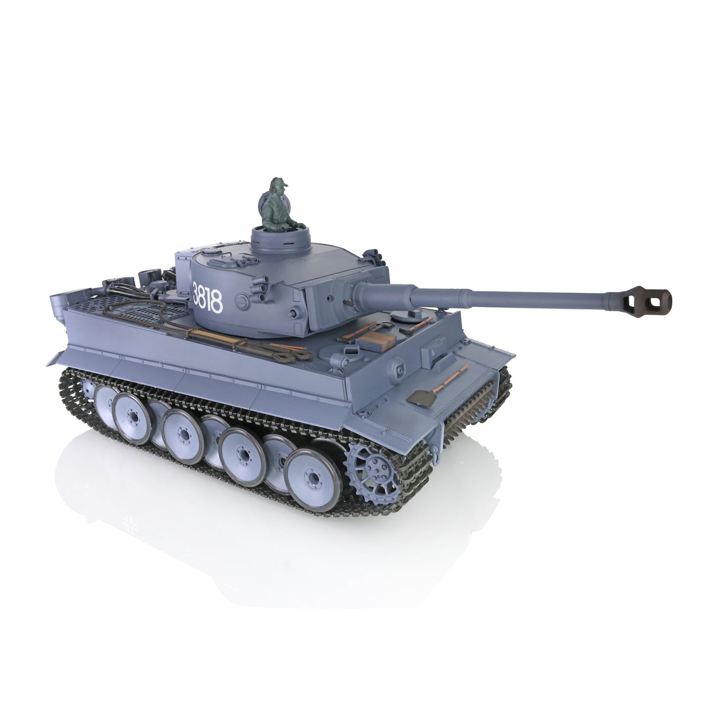 Henglong 1/16 7.0 Plastic Tiger I RC Tank 3818 W/ Metal Steel Gearbox Barrel Recoil 360 Degree Turret Rotation Infrared Combating System