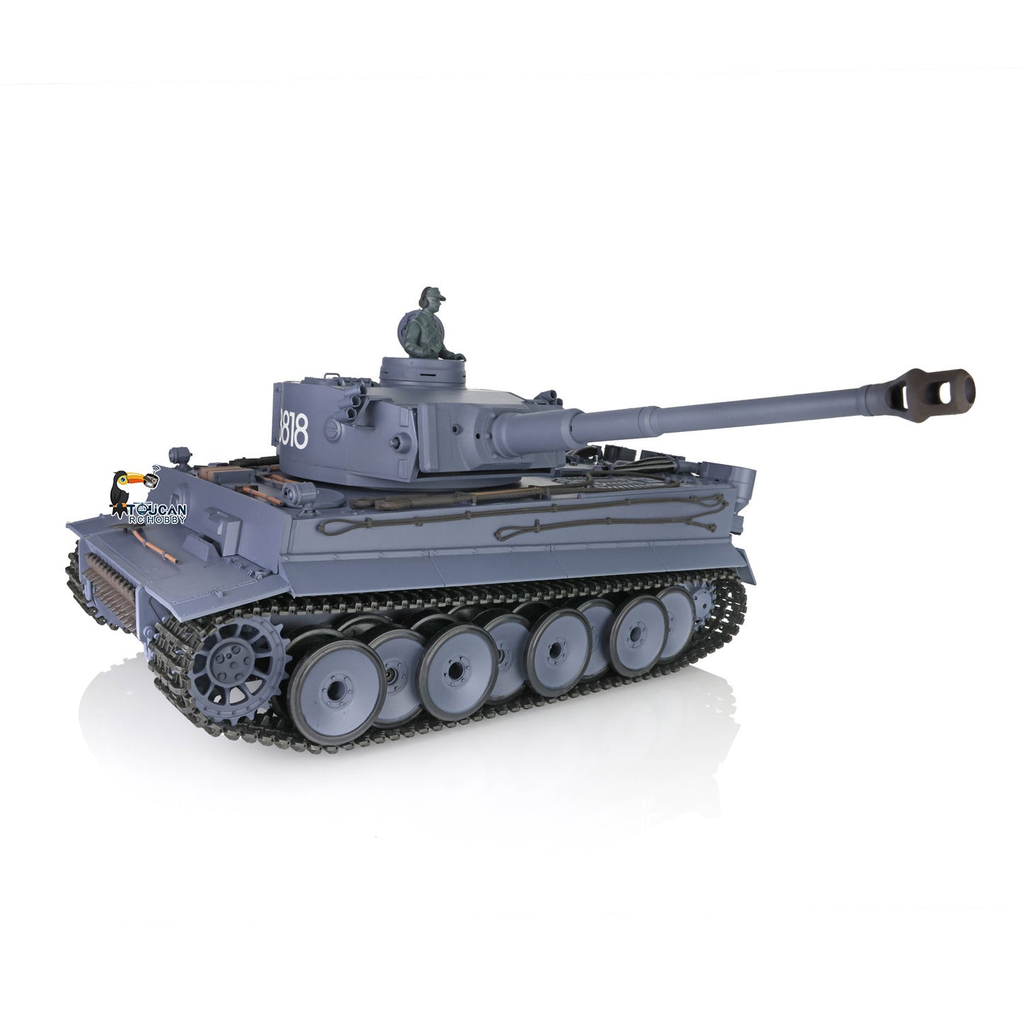 Henglong 1/16 7.0 Plastic Tiger I RC Tank 3818 W/ Metal Steel Gearbox Barrel Recoil 360 Degree Turret Rotation Infrared Combating System