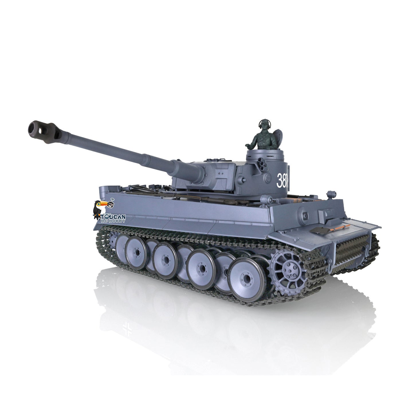 Henglong 1/16 7.0 Plastic Tiger I RC Tank 3818 W/ Metal Steel Gearbox Barrel Recoil 360 Degree Turret Rotation Infrared Combating System