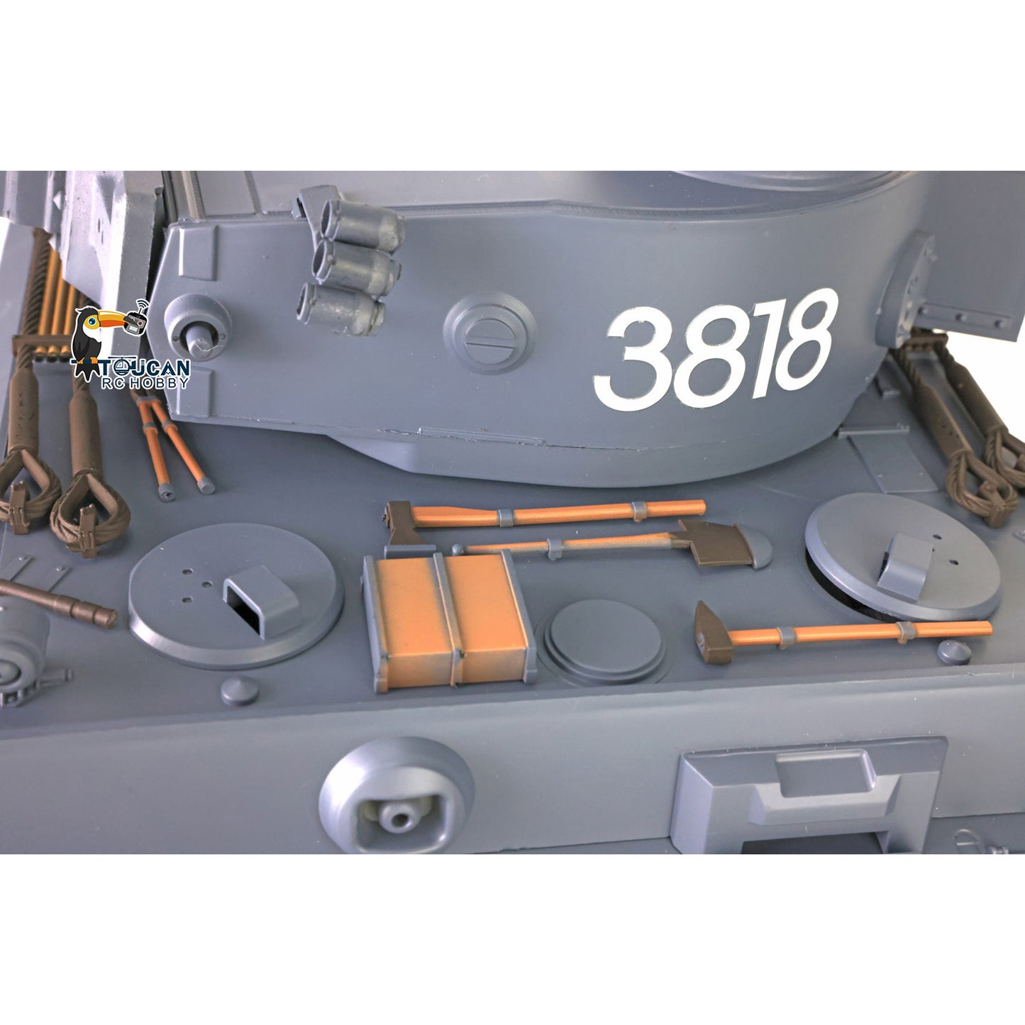 Henglong 1/16 7.0 Plastic Tiger I RC Tank 3818 W/ Metal Steel Gearbox Barrel Recoil 360 Degree Turret Rotation Infrared Combating System