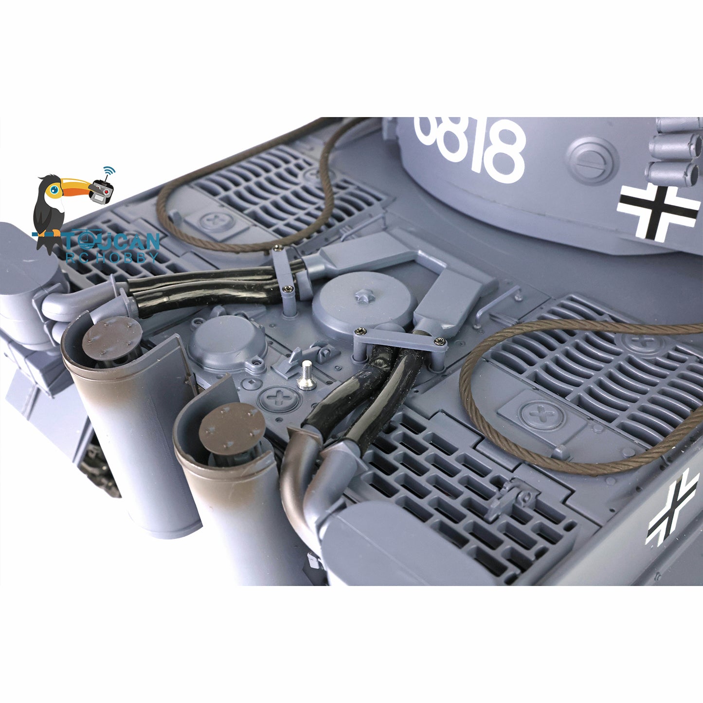 Henglong 1/16 Scale 7.0 Plastic Ver German Tiger I RTR RC Tank 3818 Model Metal Road Wheel Suspension Infrared Combating System Smoking BB Unit