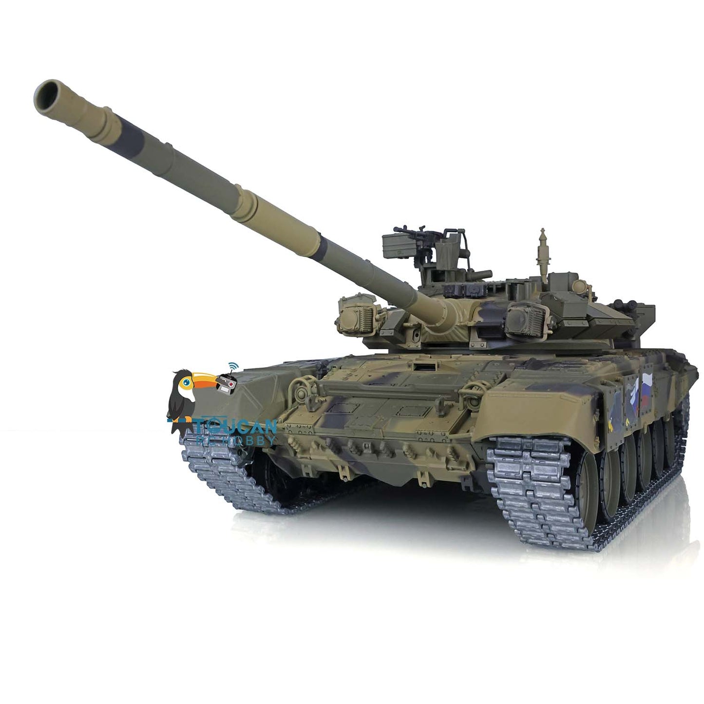 Henglong 1/16 7.0 Upgraded Russia T90 RTR RC Tank 3938 360 Degree Turret Red Eyes BB IR Smoke Sound Light Radio Control Military Vehicle Model