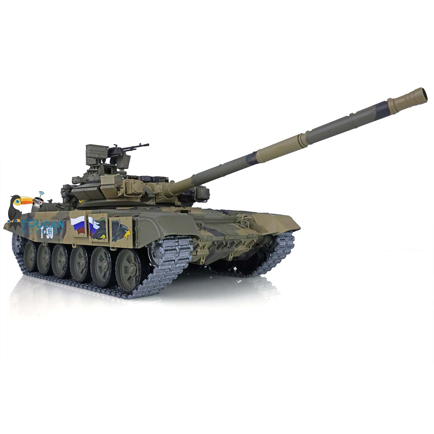 2.4G Henglong 1/16 7.0 Upgraded Metal Ver Russia T90 3938 RTR RC Tank Model BB IR 340 Degree Turret Smoke Metal Drive Idler Wheels