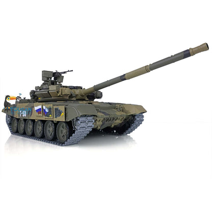 2.4G Henglong 1/16 7.0 Upgraded Metal Ver Russia T90 3938 RTR RC Tank Model BB IR 340 Degree Turret Smoke Metal Drive Idler Wheels