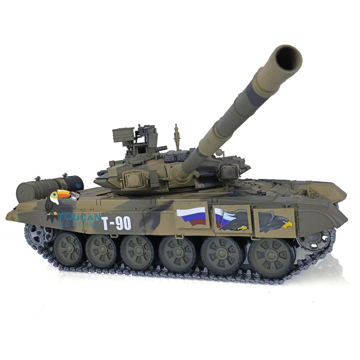 2.4G Henglong 1/16 7.0 Upgraded Metal Ver Russia T90 3938 RTR RC Tank Model BB IR 340 Degree Turret Smoke Metal Drive Idler Wheels