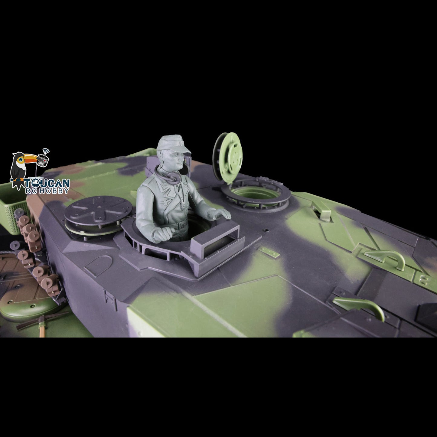 Henglong 1/16 7.0 RC Tank 3889 Green Plastic Leopard2A6 Assembled 360 Degree Turret Rotation BB Unit Infrared Combat Idle Smoke Metal Road Wheel Suspension