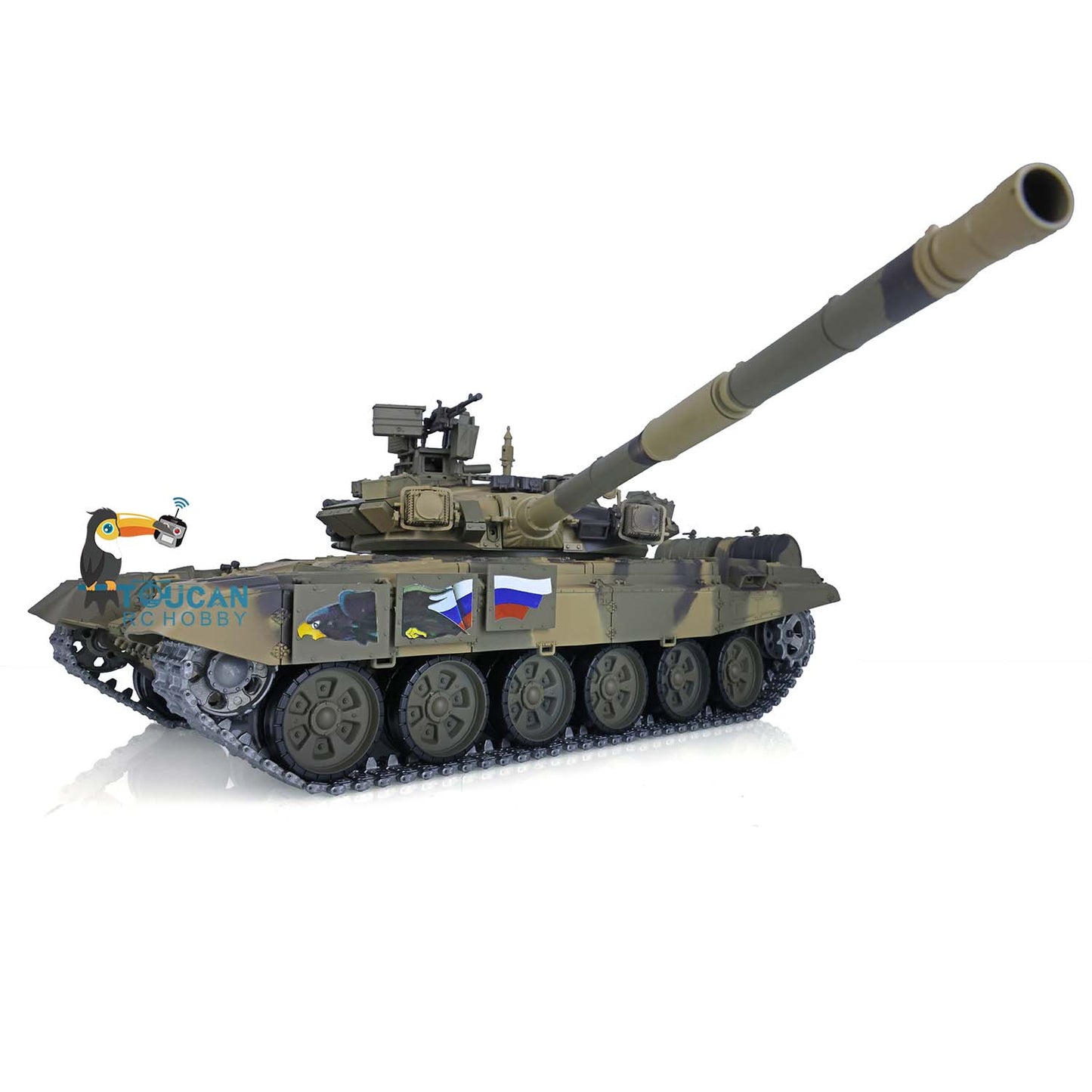 Henglong 1/16 7.0 Upgraded Russia T90 RTR RC Tank 3938 360 Degree Turret Red Eyes BB IR Smoke Sound Light Radio Control Military Vehicle Model