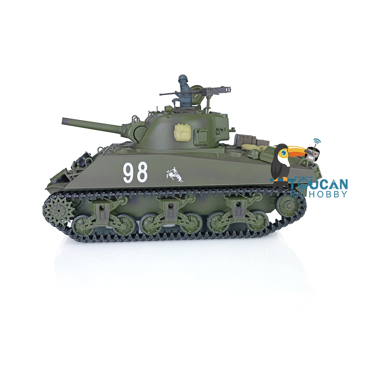2.4G Henglong 1/16 Scale 7.0 Plastic M4A3 Sherman RTR RC Tank 3898 Radio Control 360 Degree Turret Rotation Infrared Combating System