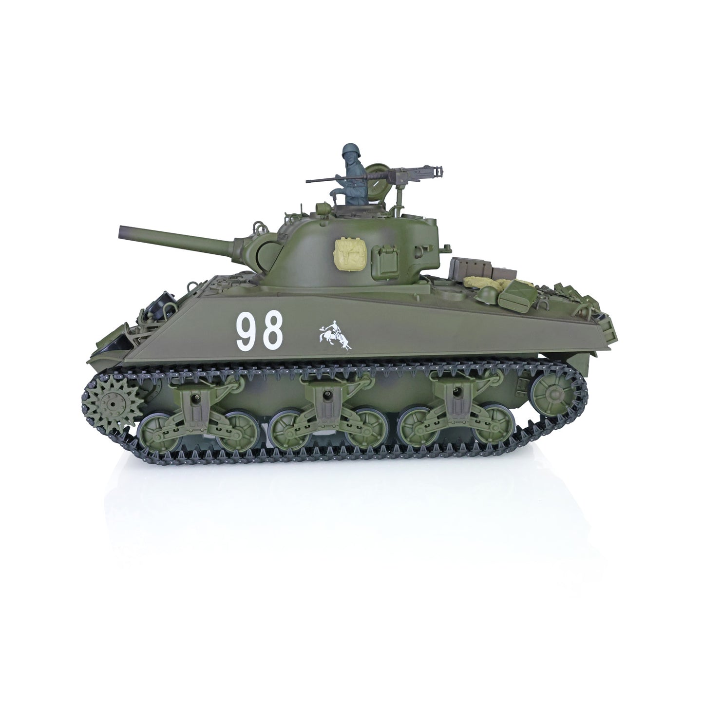 US Stock 2.4Ghz Henglong 1/16 Scale 7.0 Plastic Version M4A3 Sherman 3898 RTR RC Tank Model BB IR Smoke 340 Degree Turret Metal Barrel