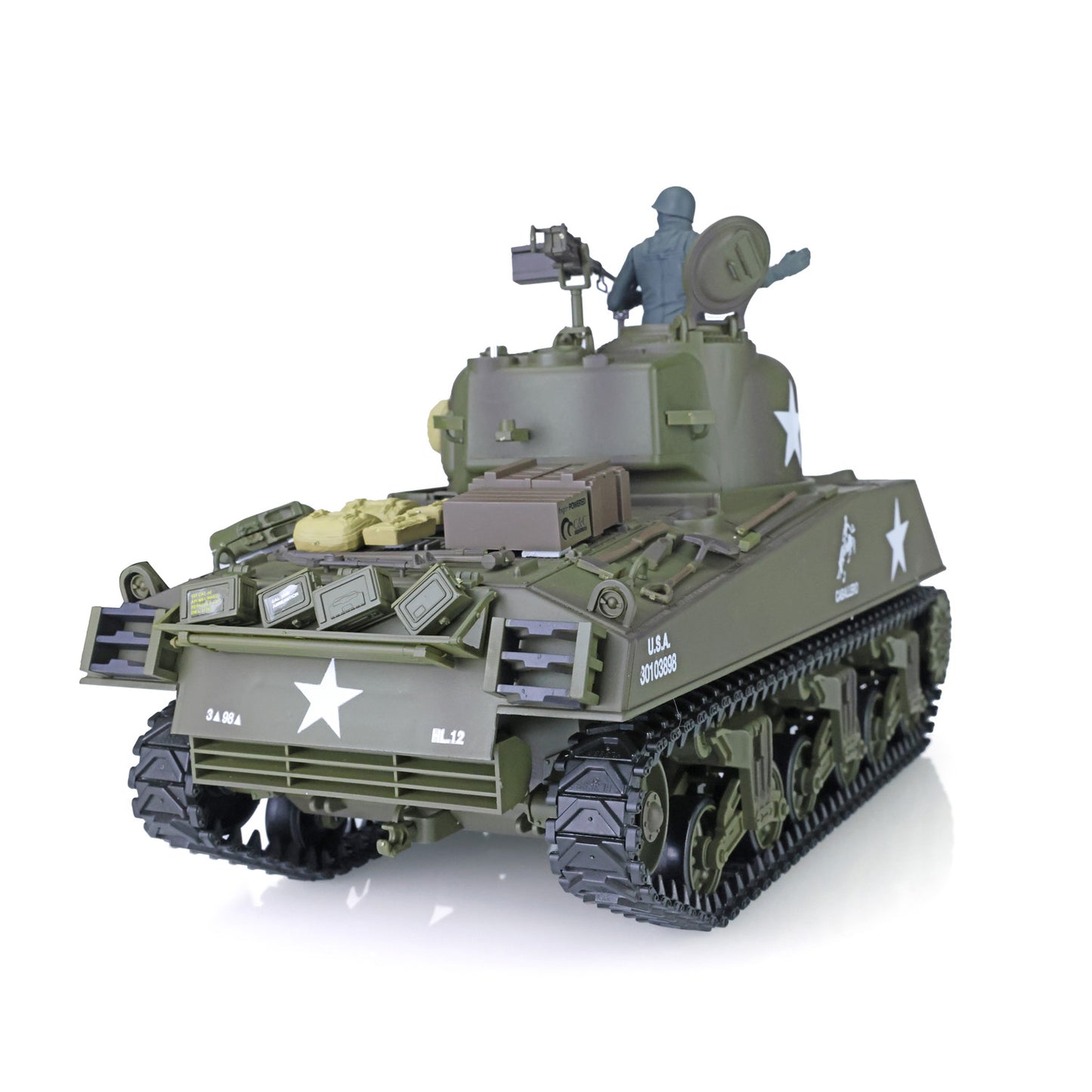 US Stock 2.4Ghz Henglong 1/16 Scale 7.0 Plastic Version M4A3 Sherman 3898 RTR RC Tank Model BB IR Smoke 340 Degree Turret Metal Barrel