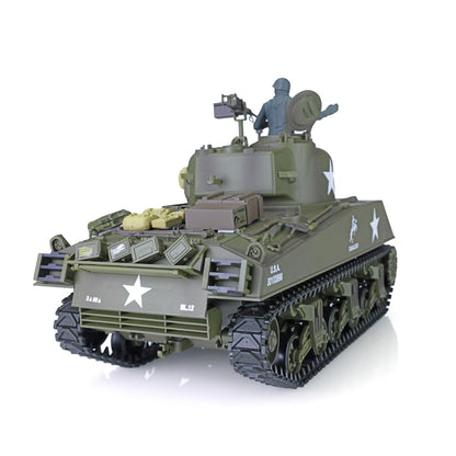 US Stock 2.4Ghz Henglong 1/16 Scale 7.0 Plastic Version M4A3 Sherman 3898 RTR RC Tank Model BB IR Smoke 340 Degree Turret Metal Barrel