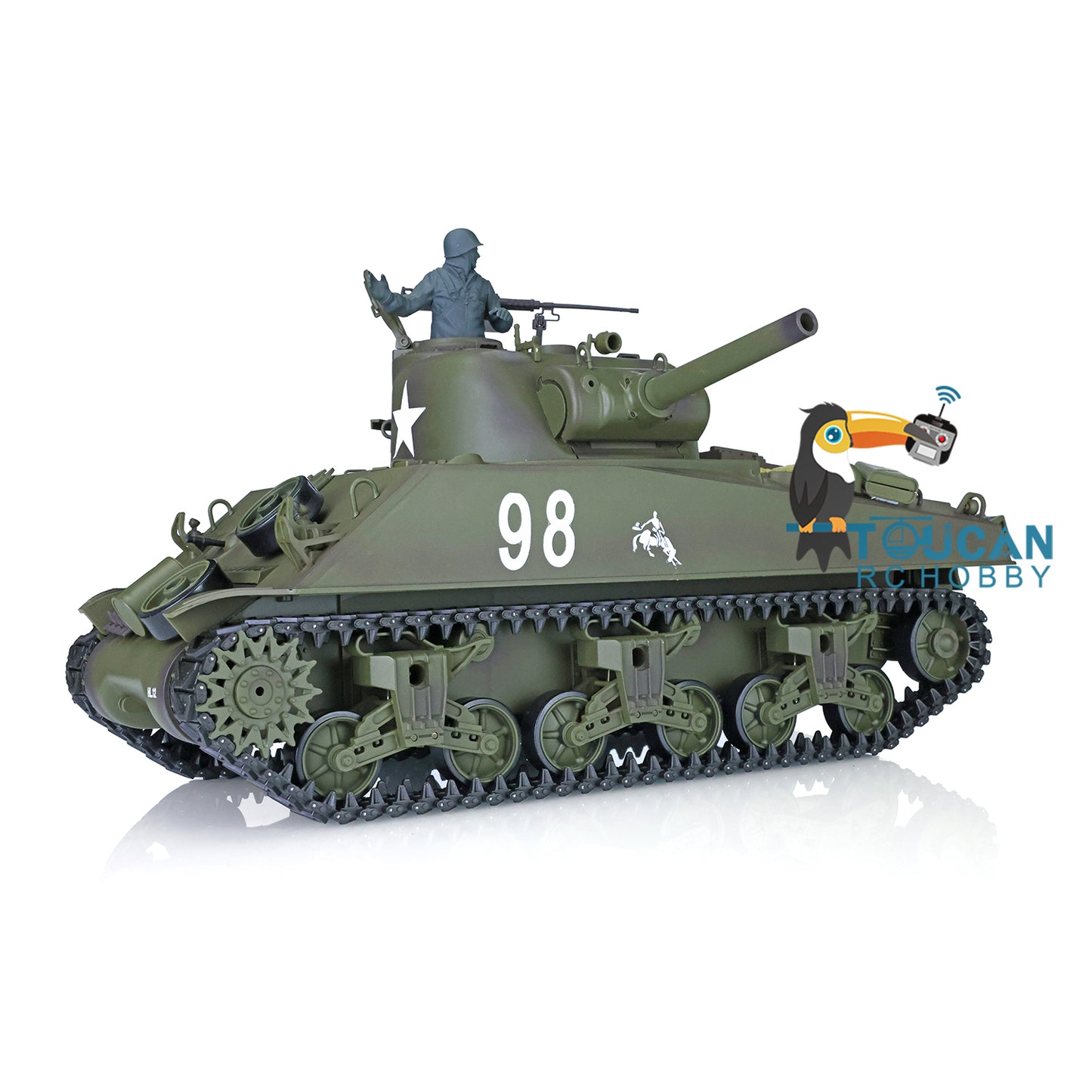 2.4G Henglong 1/16 Scale 7.0 Plastic M4A3 Sherman RTR RC Tank 3898 Radio Control 360 Degree Turret Rotation Infrared Combating System