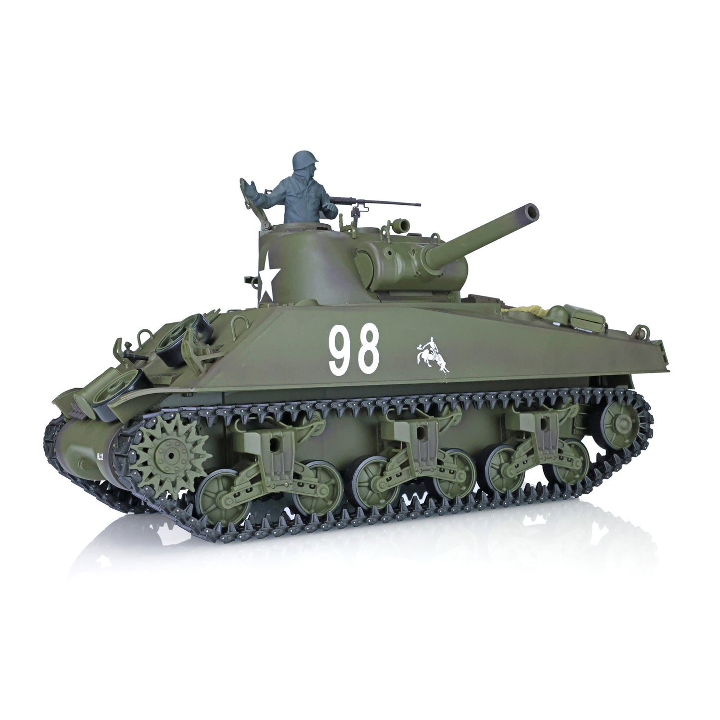 US Stock 2.4Ghz Henglong 1/16 Scale 7.0 Plastic Version M4A3 Sherman 3898 RTR RC Tank Model BB IR Smoke 340 Degree Turret Metal Barrel